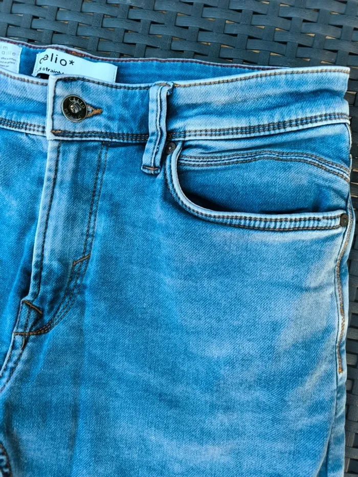 Jean bleu clair homme – Celio – W30 – Coupe C15 Straight Fit - photo numéro 5