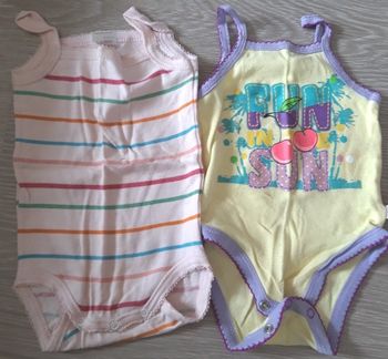 2 bodies à bretelles bébé fille 6 mois - Absorba - Barbouillage