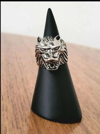 Bague tête de loup argentée – anneau tribal homme – style biker sauvage Taille 7 17.3 mm