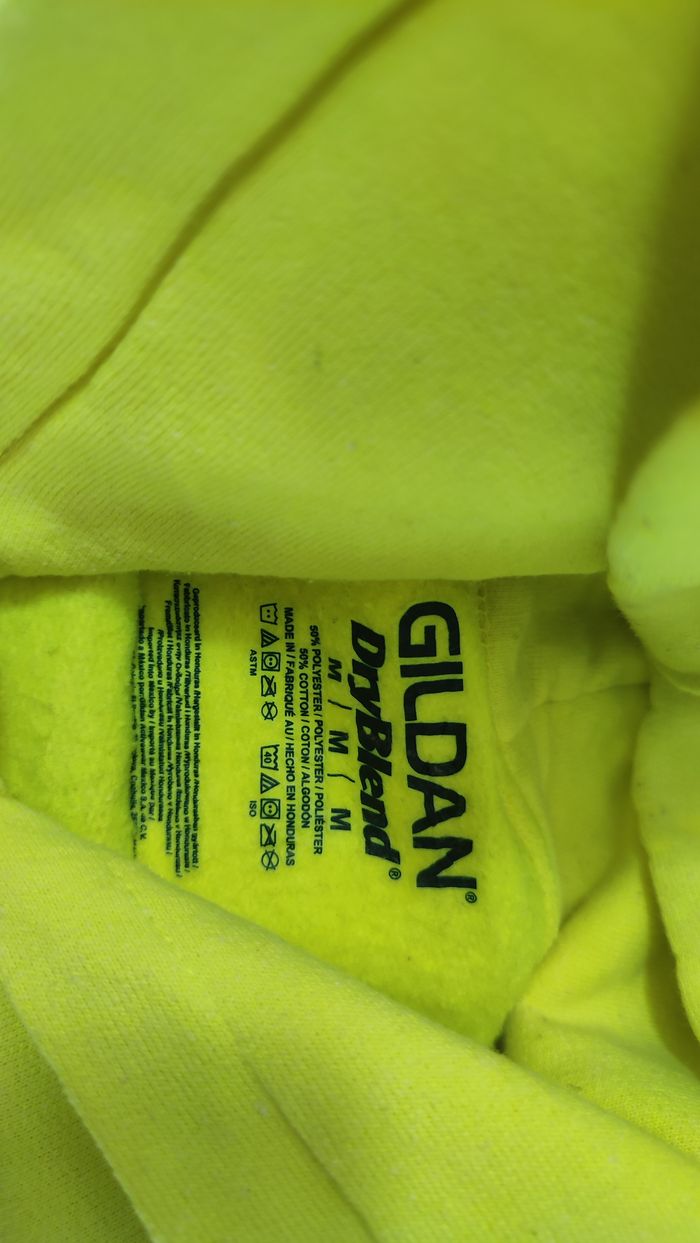 Vêtement Homme Sweatshirts Sweats pull à capuche jaune fluo Gildan dryBlend taille M #Retrostreet - photo numéro 4