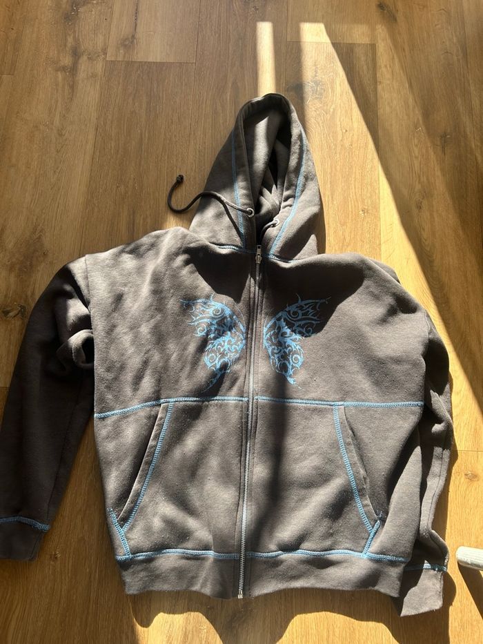 Sweat a fermetures papillon Gris et bleu - Daisy street - photo numéro 2