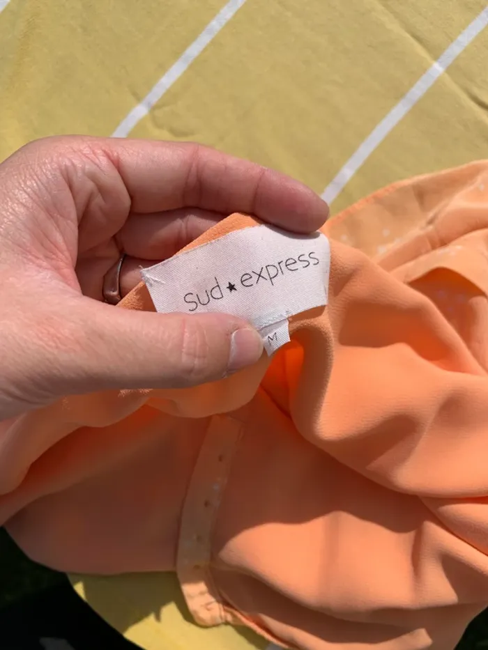 Robe à bretelle orange en soie Sud Express taille M - photo numéro 16