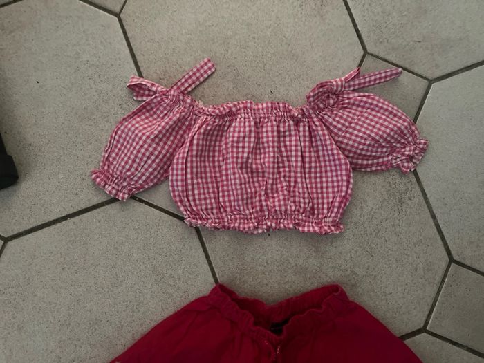 Ensemble jupe et tee shirt Vichy taille 3 ans - photo numéro 2