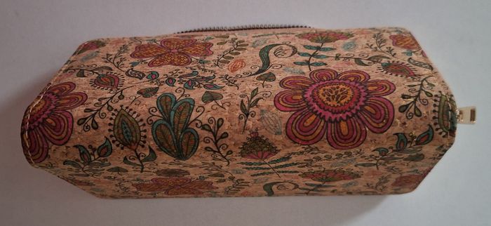 Portefeuille zippé en liège imprimé de fleurs - photo numéro 3