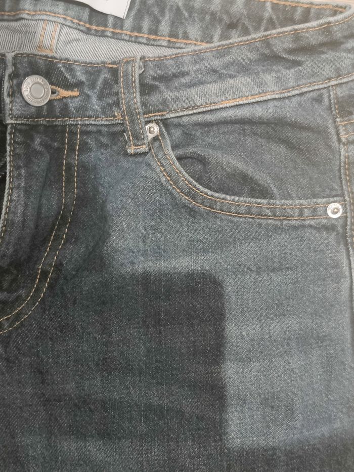 Jean droit baggy taille basse bleu foncé Bershka Taille 32 ( court) - photo numéro 4