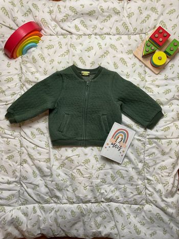 gilet zippé kaki à paillettes 12 mois tape à l'oeil