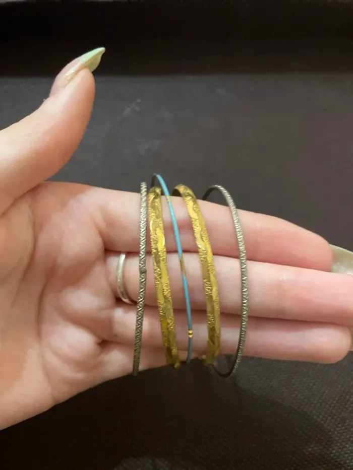 Bracelet métal or,argent et bleu