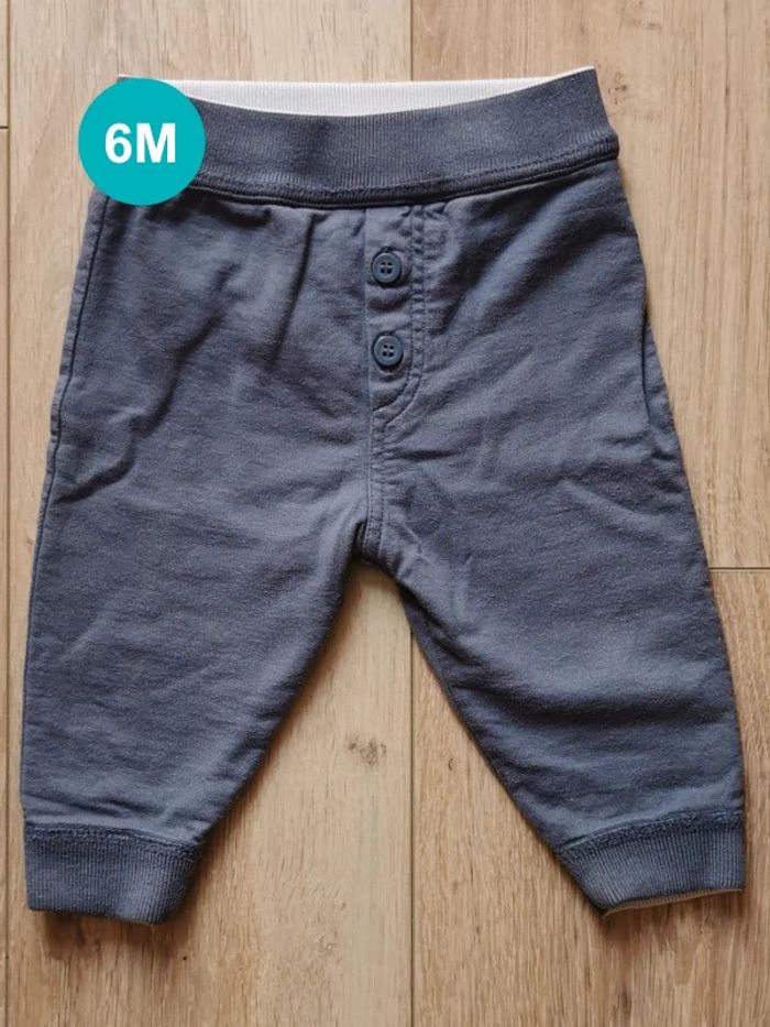 Pantalon réversible bleu-blanc Petit Bateau 6 mois