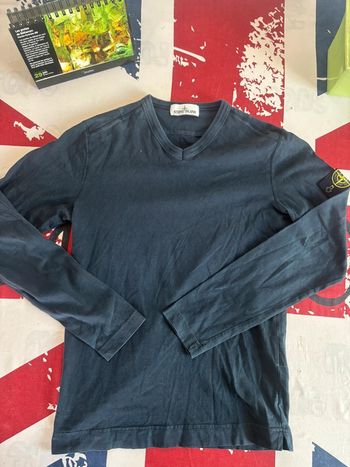 Sweat col en V Stone Island taille S bleu marine