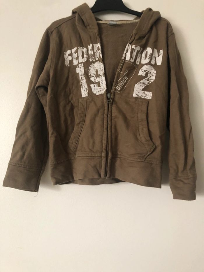 Veste sweat a capuche mixte 4 ans kaki IDEXE