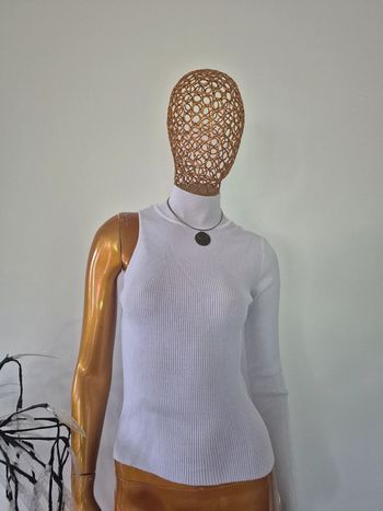 Top Une Manche Col Roulé Blanc Femme Taille S/36