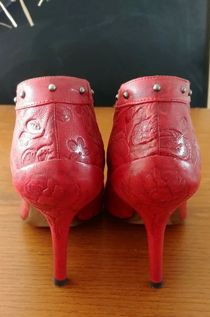 Magnifiques bottines Diesel en cuir rouge - photo numéro 5