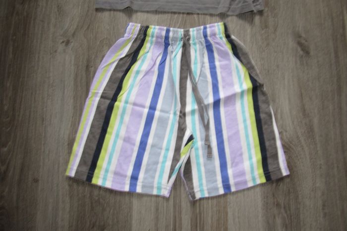 PYJAMA 2 PIÈCES GARÇON : TEE SHIRT MC GRIS + SHORT RAYE "ARTHUR" - 6 ANS - n°03 - photo numéro 3
