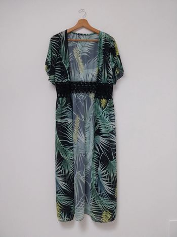 Veste longue/paréo motifs feuillage L
