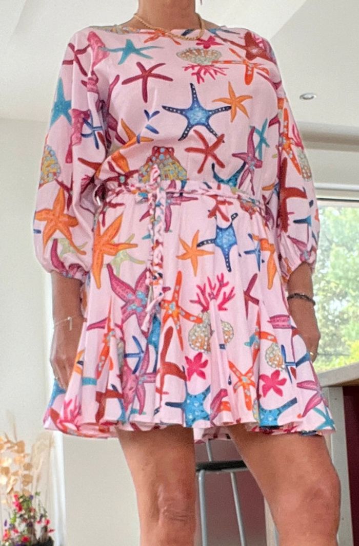 Loavies Jolie robe rose a imprimé graphique hyper fraîche à porter toutes saisons taille 38 - photo numéro 8