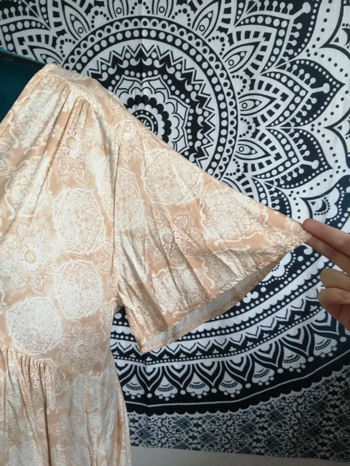 Robe beige à motifs mandala coupe babydoll / culture sud / (S-M) - photo numéro 4