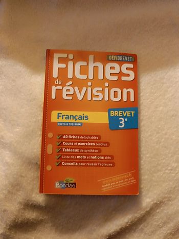 Livre Fiches de révision Français 3ème _ Bordas