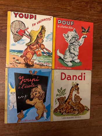 Pierre Probst - Caroline - Lot B de 4 livres anciens Les albums roses cartonnés reliure jaune