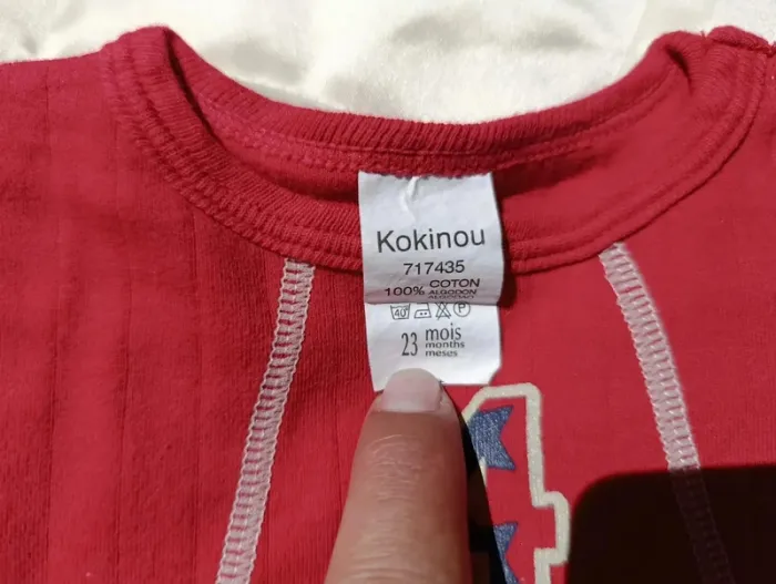T-shirt manches longues rouge avec boutons à pression 23 mois kokinou - photo numéro 3