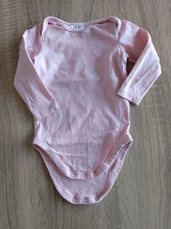 Lot de 3 bodies rose et blanc motif arc en ciel bébé fille 3 mois DIM - photo numéro 2