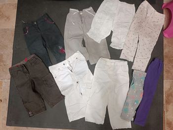 Lot de 9 pantalons/pantacourts en toile fille 3ans