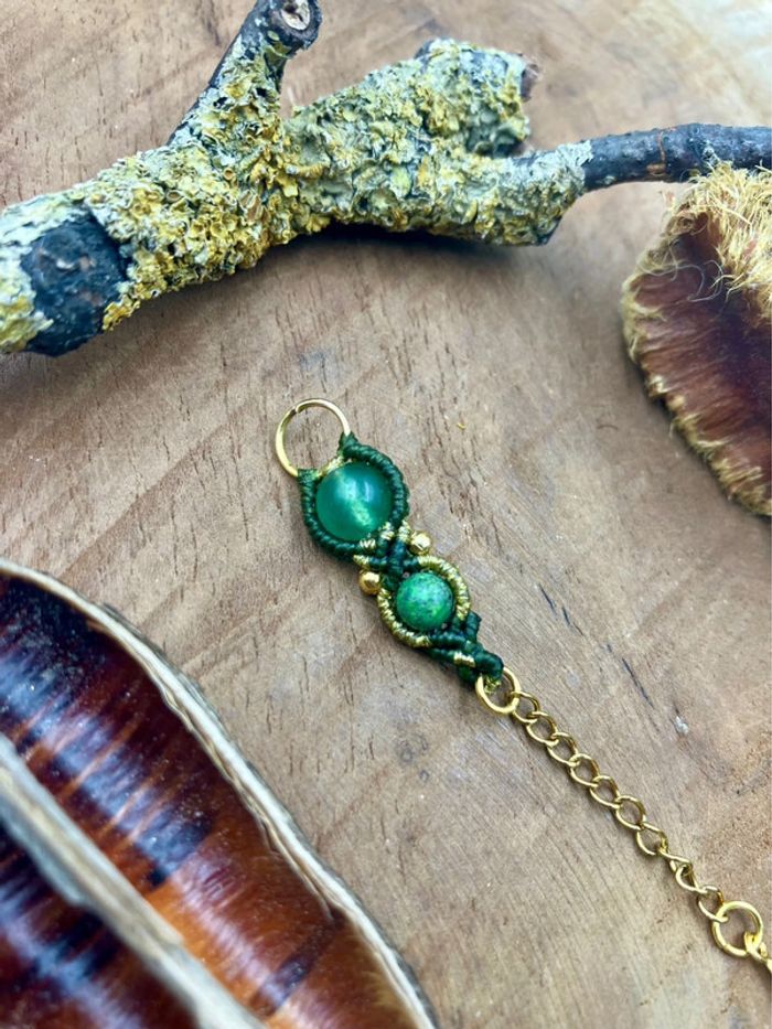 Bijou de cheveux, tresse/dread, macramé pierre Onyx et Unakite - photo numéro 3