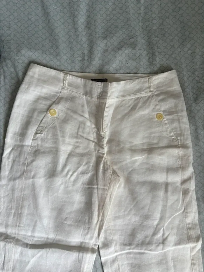 Pantalon en lin blanc Bandolera 40 - photo numéro 3