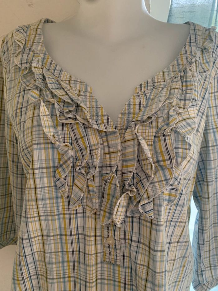 Blouse Esprit taille 46 manches 3/4 rayé bleu ciel - photo numéro 3