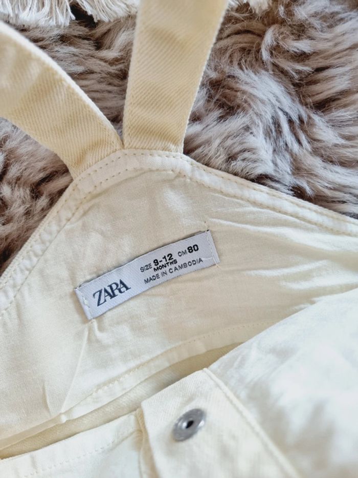 Robe en jean salopette jaune pastel 9mois 12mois Zara - photo numéro 3