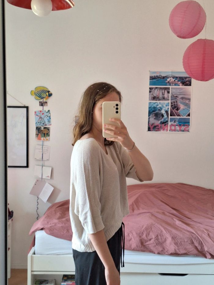 Haut pull beige pailleté femme M 38 - photo numéro 3