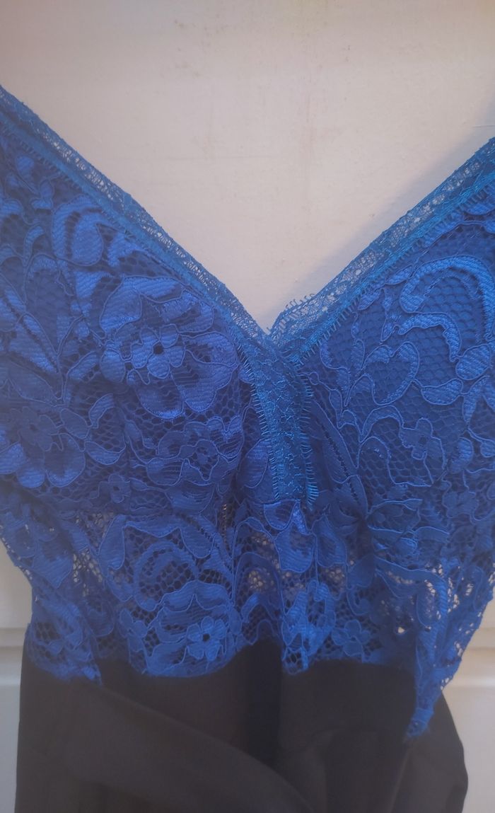 Combi short bleu dentelle et noir - photo numéro 2