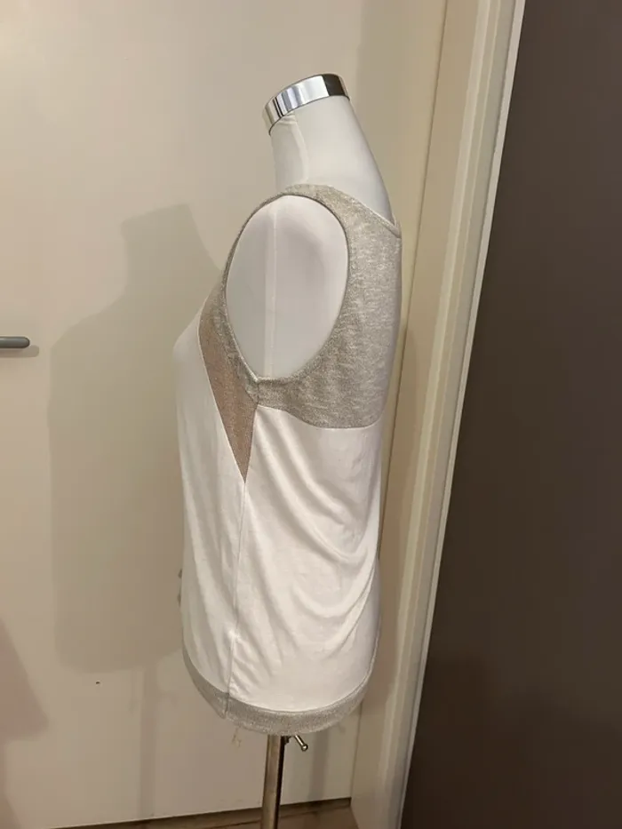 Morgan top haut blouse blanc et doré. Femme, taille M/38 - photo numéro 2