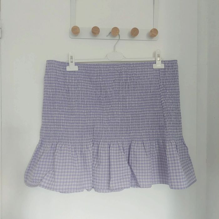 Jupe lila à carreaux