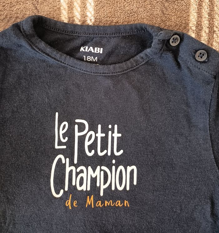 👕 T Shirt Manches Longues Bleu Marine Enfant - 18 Mois / Kiabi - photo numéro 2
