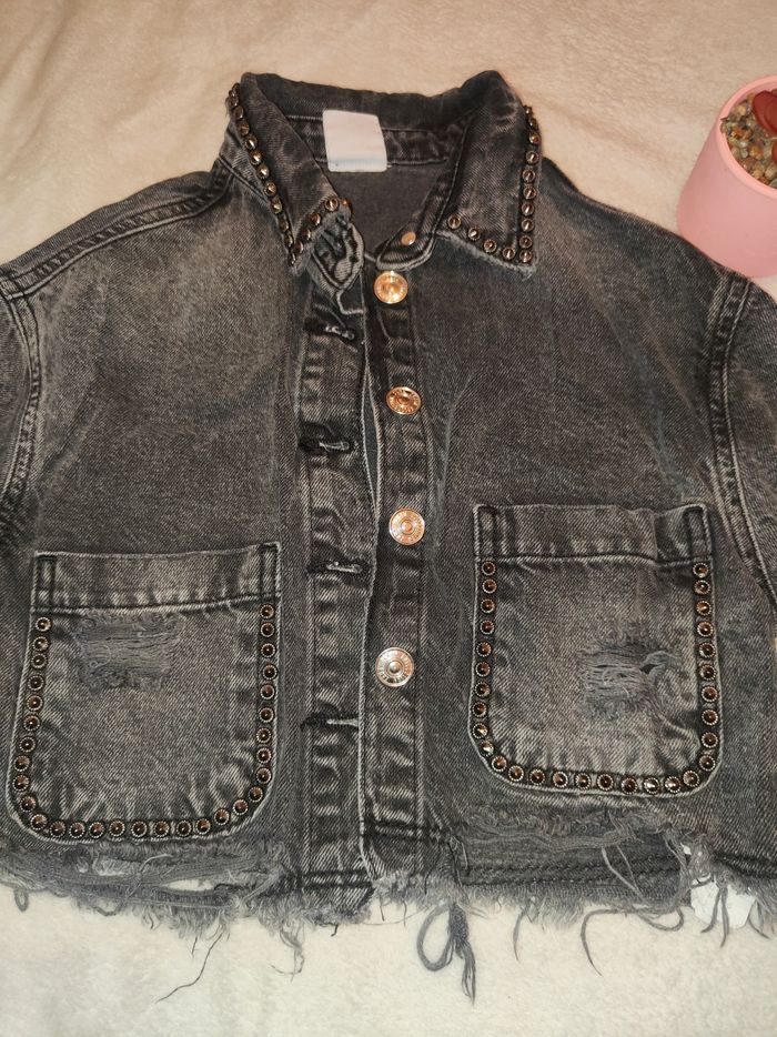 Veste en jean noir fille Zara - photo numéro 2