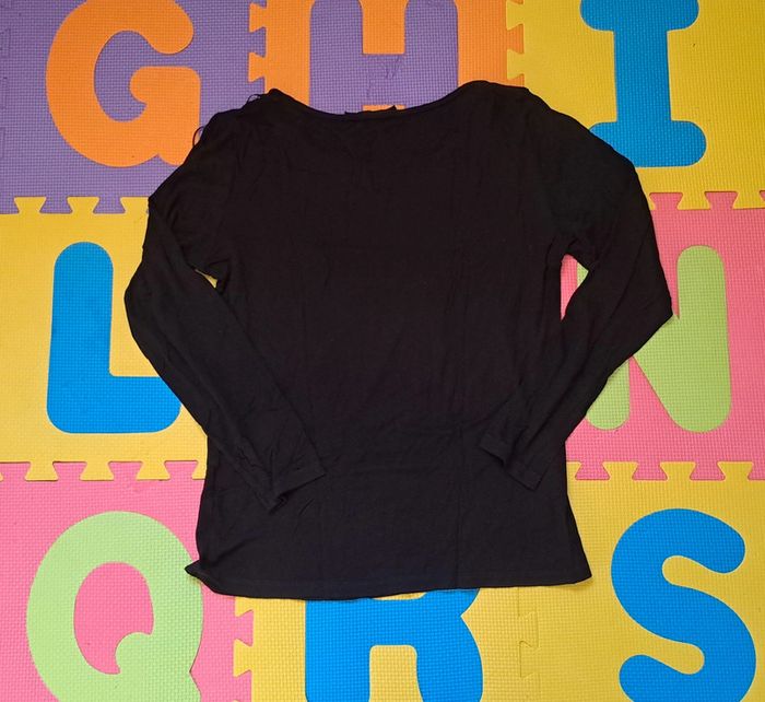 T-shirt manches longues noir chat, taille M (38) - photo numéro 2