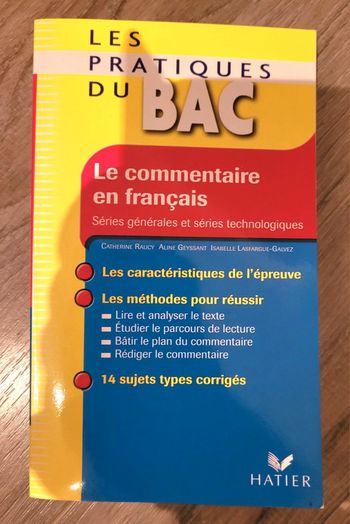 Livre "Le commentaire en français"