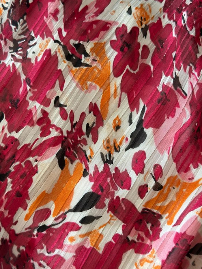 Belle robe longue à motifs fleuris colorés rose et orange – Taille S/M – Lilie Rose - photo numéro 9