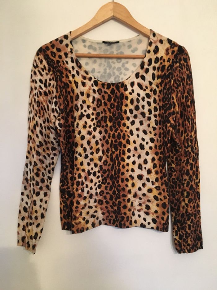 Pull / haut à manches longues tout doux imprimé léopard taille L 👚