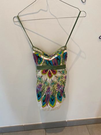 Debardeur tunique desigual vert paon