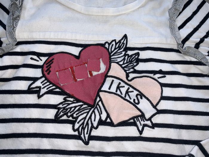 T shirt ikks marinière cœur 3 ans - photo numéro 2