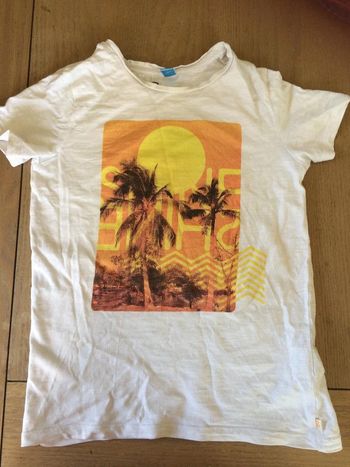 T-shirt blanc motif palmier 8 ans