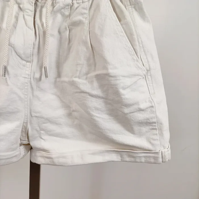 Short blanc taille haute à cordon – effet coton texturé – taille 38 A1032 - photo numéro 5
