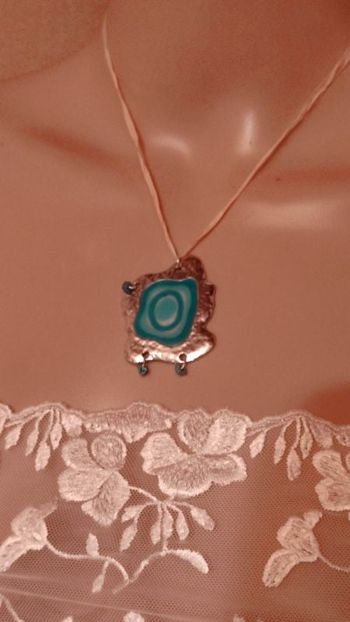 Pendentif turquoise et argenté vintage modèle unique