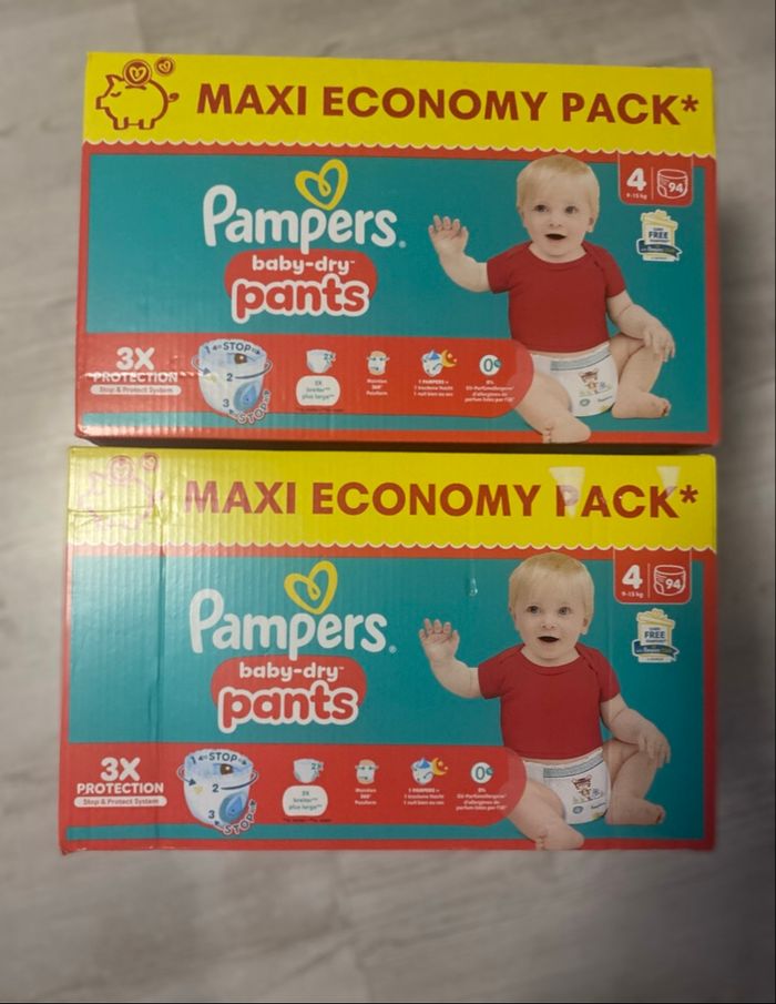 Lot de 2 packs couches Pampers pants baby dry