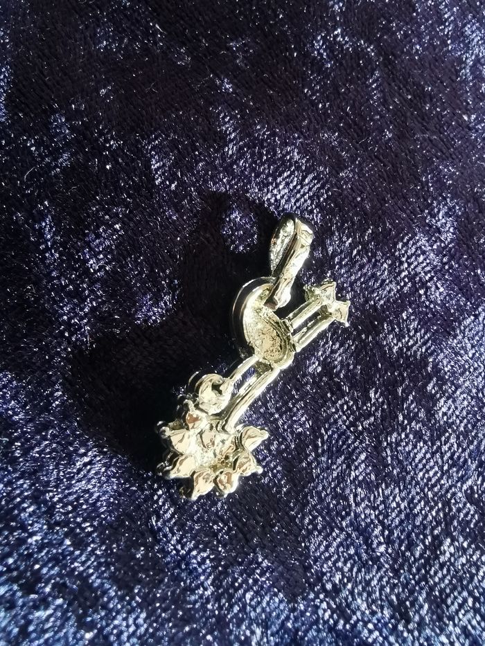 Pendentif note argentée à strass - photo numéro 3