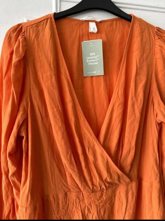 Robe courte manches longues cache-cœur orange taille L H&M - photo numéro 2