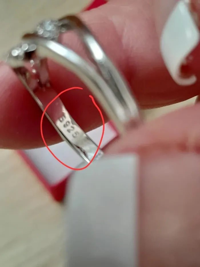 Bague argent 925, pierres transparentes en cristal,  taille 58 - photo numéro 6