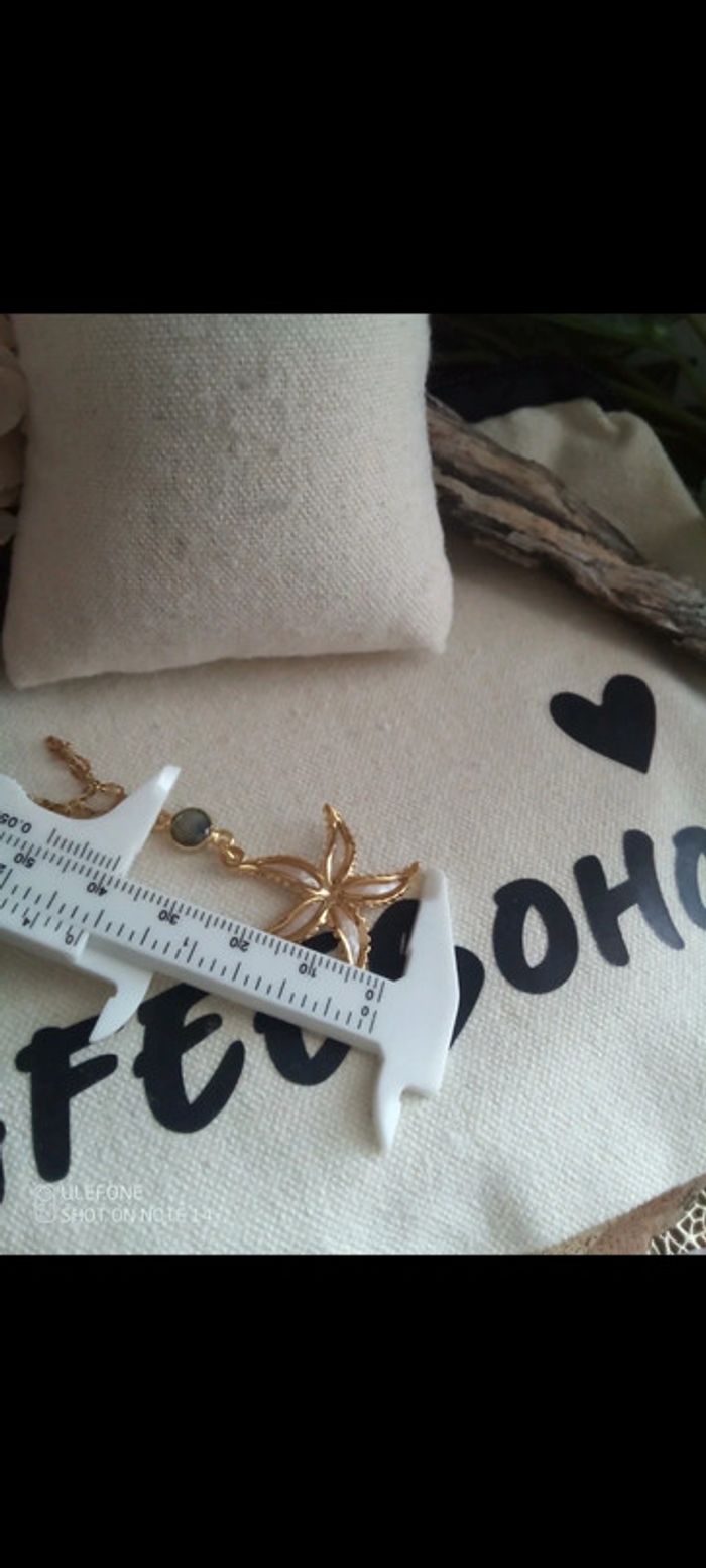 Collier étoile de mer en nacre et connecteur en pierre de labradorite - photo numéro 2