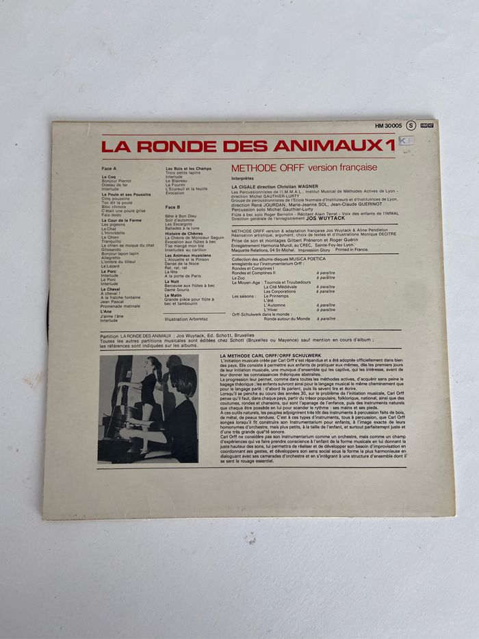 Disque 33 tours la ronde des animaux 1 chansons comptines et poèmes - photo numéro 2